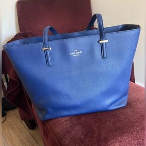 Blue Kate Spade pebbled leather tote